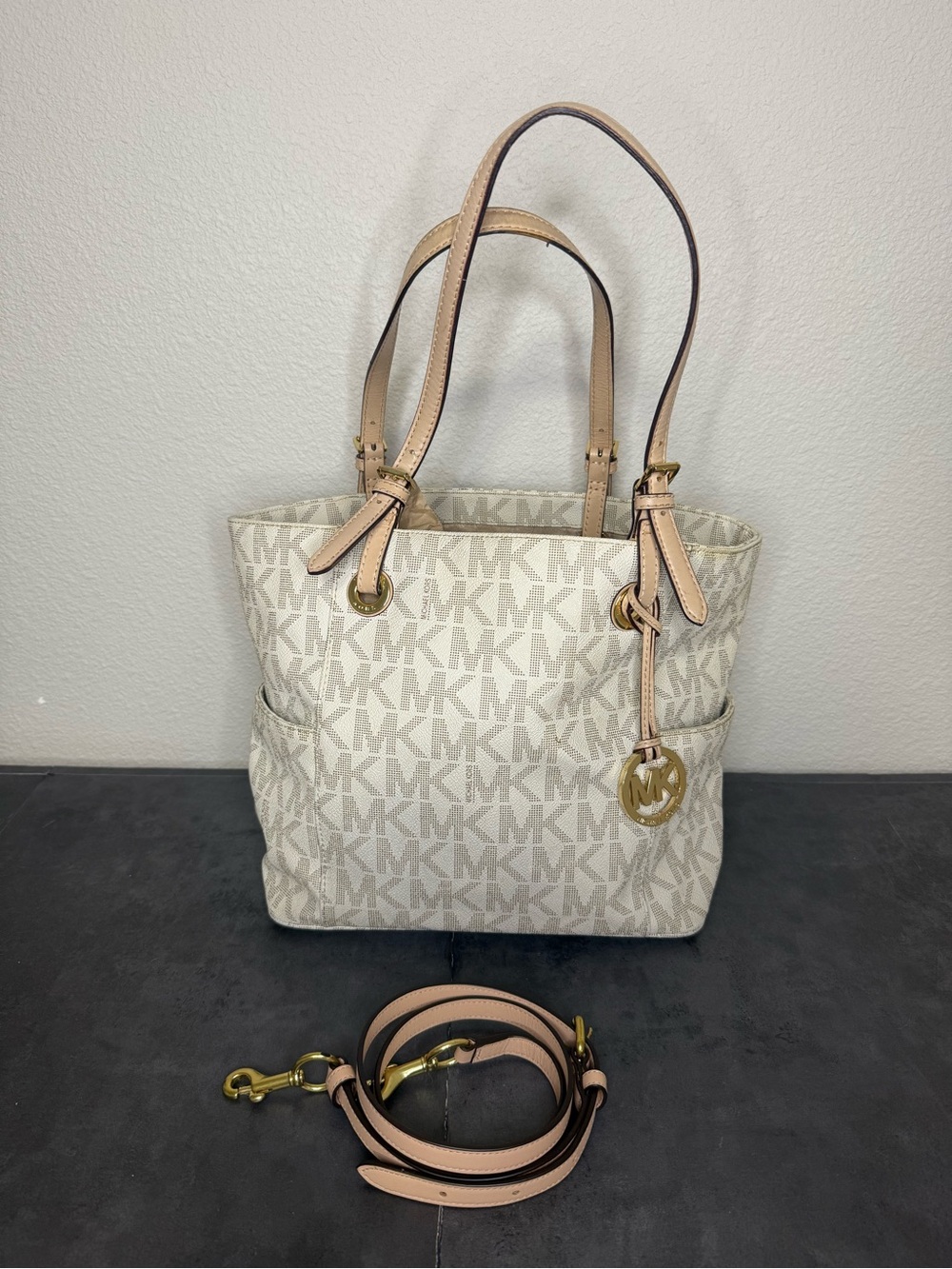 Michael Kors Beige/Vanilla Signature MK Tote